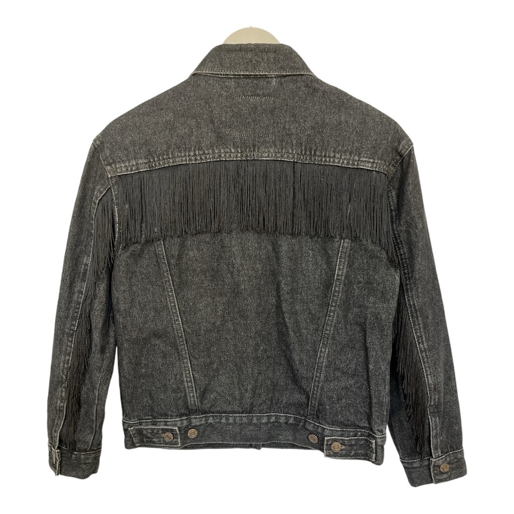 Levi's Fringe Denim Jean Jacket in Black, 100% Cotton No Stretch